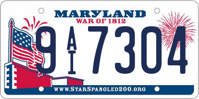 MD license plate 9AI7304