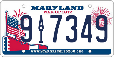 MD license plate 9AI7349