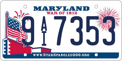 MD license plate 9AI7353
