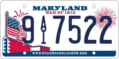MD license plate 9AI7522