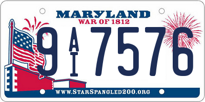 MD license plate 9AI7576