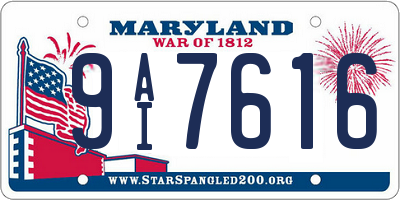 MD license plate 9AI7616