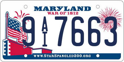 MD license plate 9AI7663