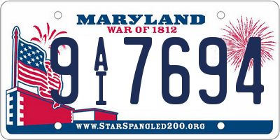 MD license plate 9AI7694