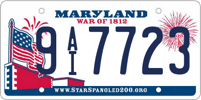MD license plate 9AI7723