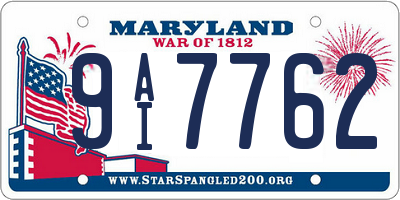 MD license plate 9AI7762