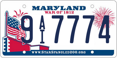 MD license plate 9AI7774