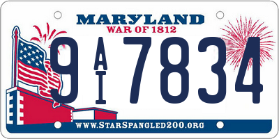 MD license plate 9AI7834