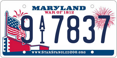 MD license plate 9AI7837