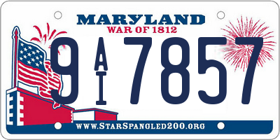 MD license plate 9AI7857