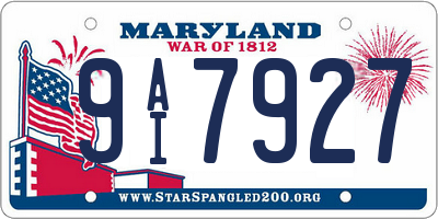 MD license plate 9AI7927