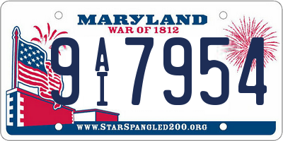 MD license plate 9AI7954