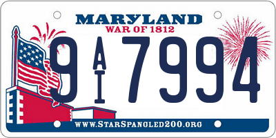 MD license plate 9AI7994
