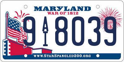 MD license plate 9AI8039