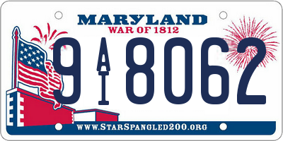 MD license plate 9AI8062