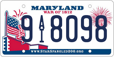 MD license plate 9AI8098