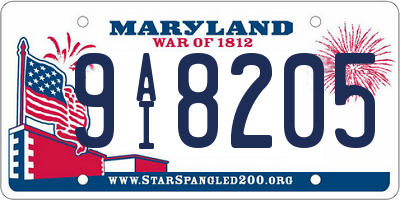 MD license plate 9AI8205