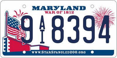 MD license plate 9AI8394