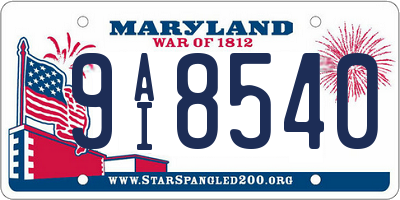 MD license plate 9AI8540