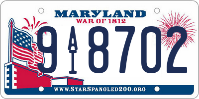 MD license plate 9AI8702