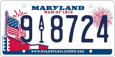 MD license plate 9AI8724