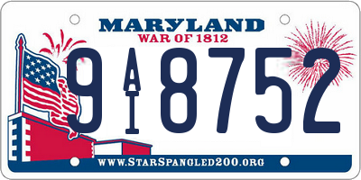MD license plate 9AI8752