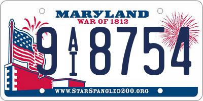 MD license plate 9AI8754