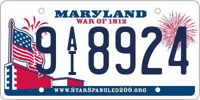 MD license plate 9AI8924
