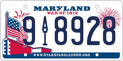 MD license plate 9AI8928