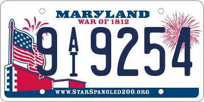 MD license plate 9AI9254
