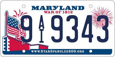 MD license plate 9AI9343