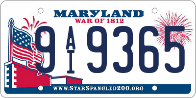 MD license plate 9AI9365