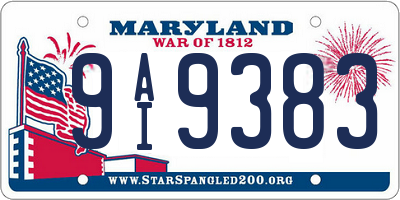 MD license plate 9AI9383