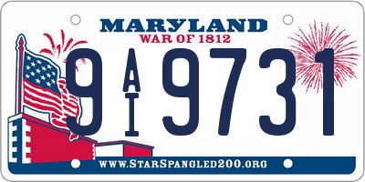 MD license plate 9AI9731