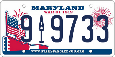 MD license plate 9AI9733