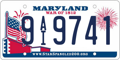 MD license plate 9AI9741