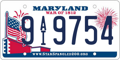 MD license plate 9AI9754