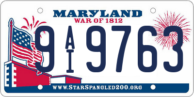 MD license plate 9AI9763
