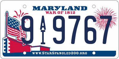 MD license plate 9AI9767