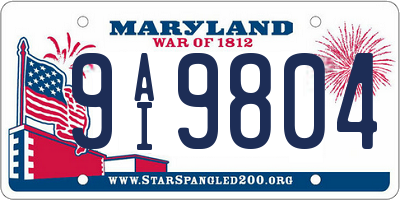 MD license plate 9AI9804