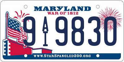 MD license plate 9AI9830