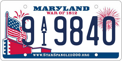 MD license plate 9AI9840