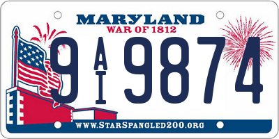 MD license plate 9AI9874