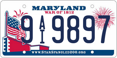 MD license plate 9AI9897