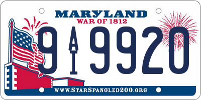 MD license plate 9AI9920