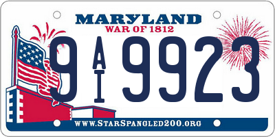 MD license plate 9AI9923