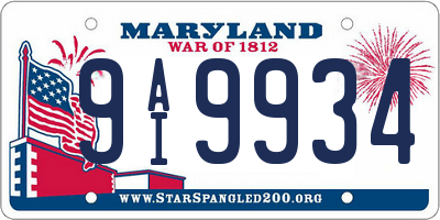 MD license plate 9AI9934