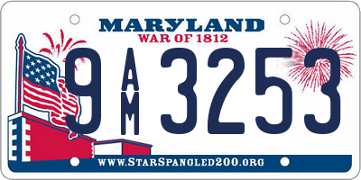 MD license plate 9AM3253