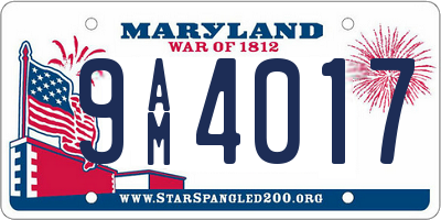MD license plate 9AM4017