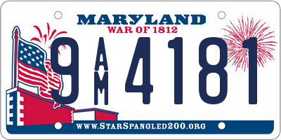 MD license plate 9AM4181
